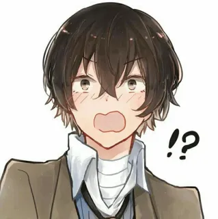 🎐 67def084 Osamu Dazai Bungou Stray Dogs !?  อนิเมะ, ตัวละคร, ดาไซ โอซามุ, Bungou Stray Dogs, มังงะ, เครื่องหมายอัศเจรีย์ whatsapp sticker