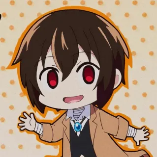 🥀 46437c74 Osamu Dazai Bungou Stray Dogs Anime, Personagem, Fanart, Mangá, Bungou Stray Dogs, Osamu Dazai, Chibi telegram sticker