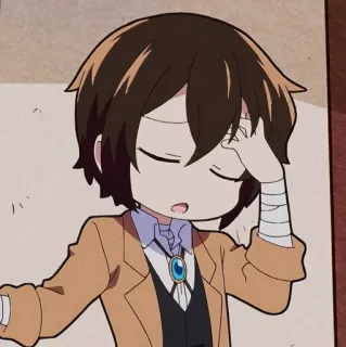 🥐 4cc46332 Osamu Dazai Bungou Stray Dogs Anime, Mangá, Bungou Stray Dogs, Osamu Dazai, Chibi, Personagem, Desenho animado telegram sticker