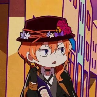 🥐 c00365c3 Chuuya Nakahara Bungou Stray Dogs Anime, Chuuya, Nakahara, Bungou Stray Dogs, Vinho, Chapéu, Luvas telegram sticker