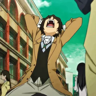 🕴 74f4a640 Dazai Osamu Bungou Stray Dogs Anime, Personnage, Dazai, Bungo Stray Dogs, Bâillement, Manteau beige whatsapp sticker