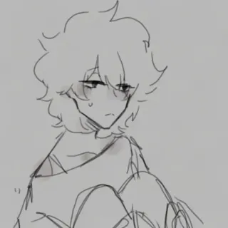 🍵 668fc47a Anime, Schets, Verdrietig, Cartoon, Jongen telegram sticker