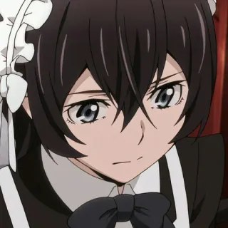 🥡 92e97cdb Anime, Pokojówka, Postać, Czarne włosy whatsapp sticker