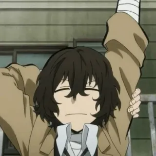 🥂 214e2c62 Osamu Dazai Bungo Stray Dogs Anime, Bandaże, brązowe włosy, Dazai, Bungo Stray Dogs telegram sticker