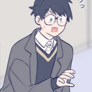 🚏 171339b0 cartoon, anime, character, glasses, worried, shocked whatsapp sticker