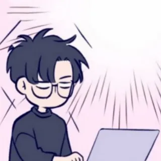 🌨 5fd616c9 person, laptop, cartoon, glasses, typing, computer whatsapp sticker