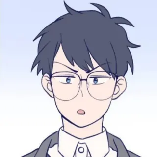 🌫 76c76085 cartoon, man, glasses, anime, illustration, portrait whatsapp sticker