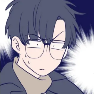 🚏 85d782cc cartoon, anime, man, glasses, expression, shocked whatsapp sticker