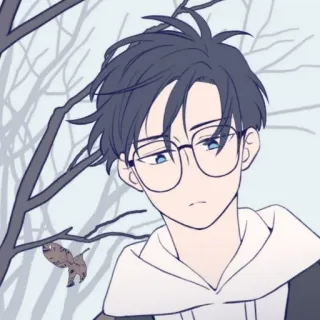 ⚓️ cd941d66 cartoon, anime, glasses, boy, winter, character whatsapp sticker