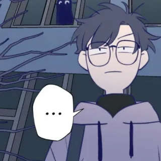 🌫 e6cf3da7 ... cartoon, anime, glasses, speech bubble, thinking, illustration whatsapp sticker