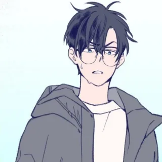 🌨 ee54a206 anime, cartoon, man, male, glasses, anxious whatsapp sticker