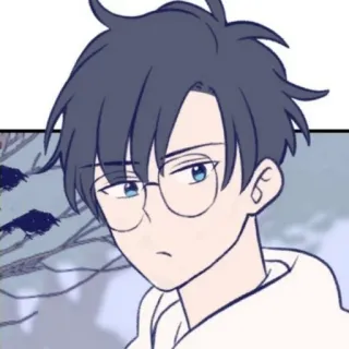 🌫 fbbc4eee anime boy, cartoon character, glasses, manga style, illustration, kawaii, cute whatsapp sticker