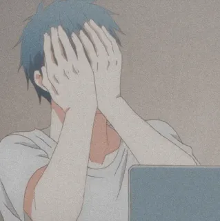 🎻 61d86ce5 Anime, Chłopak, Smutny, Przygnębiony, Zły, Sfrustrowany telegram sticker