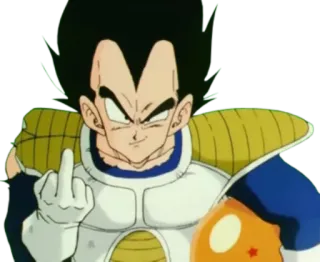 👊 330efd19 Vegeta Dragon Ball Z ベジータ, ドラゴンボールZ, アニメ, 中指, 挑発的 telegram sticker
