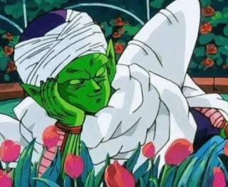 ☺️ 852636d0 Piccolo Dragon Ball Аниме, Драгон Болл, Пикколо, Релаксация, Цветы telegram sticker