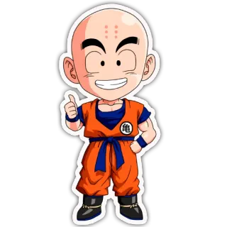 😁 0fbe8716 Krillin Dragon Ball anime, krillin, dragon ball, cartoon, character, thumbs up telegram sticker