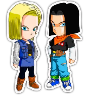 👫 ba997f6e Android 18, Android 17 Dragon Ball Z android 18, android 17, dragon ball z, anime, characters, chibi telegram sticker