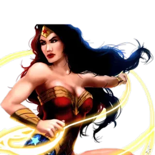 ⭐ ba1b2c02 Wonder Woman super-héros, DC Comics, femme, guerrière, lasso, bande dessinée telegram sticker
