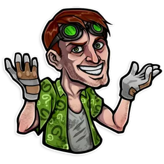 😅 e5e7312a The Riddler Człowiek Zagadka, DC Comics, Złoczyńca, Znaki zapytania, Postać z komiksu telegram sticker