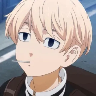 ➖ 4ca8ffe1 Mikey Tokyo Revengers Anime, Manga, Charakter, Mikey, Lutscher, blonde Haare, Cartoon telegram sticker