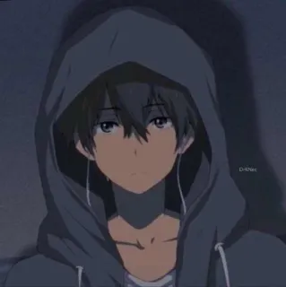 ➖ 828c1ce1 Anime, Junge, Hoodie, Traurig, Jugend, Cartoon telegram sticker