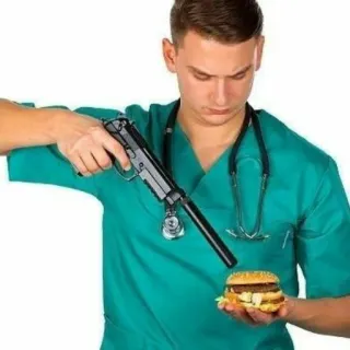 😡 6dfc478b senjata, burger, dokter, kekerasan, senjata telegram sticker