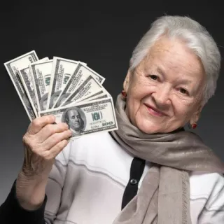 💸 defc668e uang, wanita tua, tunai, keuangan telegram sticker