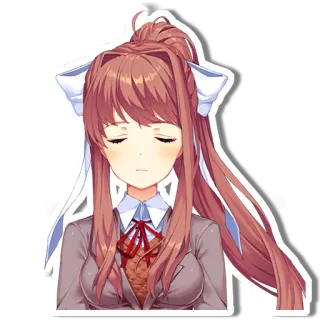 😔 2ef19e0b Monika Doki Doki Literature Club 动漫, 女孩, 莫妮卡, 心跳文学俱乐部, 悲伤, 女学生 whatsapp sticker