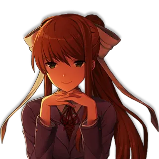 😇 b27feb23 Monika Doki Doki Literature Club! 动漫, 游戏, 弓, 可爱, 女孩 whatsapp sticker