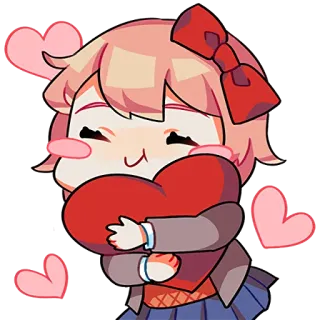 😘 f7a2381d Sayori Doki Doki Literature Club! niedlich, anime, chibi, herz, liebe, doki doki literature club, sayori telegram sticker