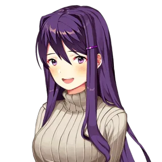 😀 2a28da3e Yuri Doki Doki Literature Club! 动漫, 女孩, 紫色头发, 可爱, 心跳 telegram sticker