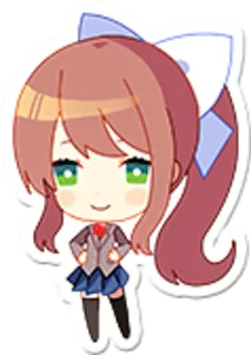 🐱 3e08c805 Monika Doki Doki Literature Club! 动漫, Q版, 可爱, 游戏, DDLC telegram sticker