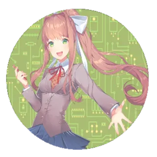 ⭕ 6fc97501 Monika Doki Doki Literature Club! 动漫, 游戏, 女学生, 可爱, 微笑 telegram sticker