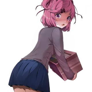 😮 7a4fffd4 Natsuki Doki Doki Literature Club! 动漫, 可爱, 女孩, 脸红, 腮红 telegram sticker