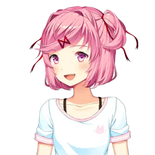 😀 866bb147 Natsuki Doki Doki Literature Club! 动漫, 可爱, 粉色, 漫画, 卡哇伊 telegram sticker