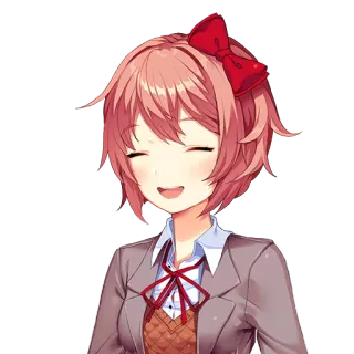 😀 873edc6b Sayori Doki Doki Literature Club! 动漫, 女孩, 微笑, 可爱, 开朗 telegram sticker