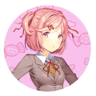 ⭕ 8976e2ed Natsuki Doki Doki Literature Club! 动漫, 女孩, 粉色, 可爱, 心动 telegram sticker