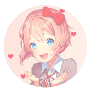 ⭕ a2877c47 Sayori Doki Doki Literature Club! 动漫, 女孩, 可爱, 粉色, 电子游戏, 爱心 telegram sticker