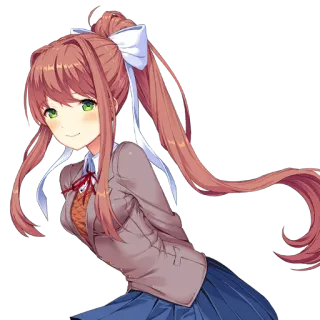 😀 dfc2a909 Monika Doki Doki Literature Club! 动漫, 女孩, 校服, 电子游戏, 棕色头发 telegram sticker