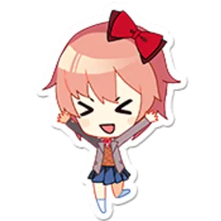 😍 3234d54f Sayori Doki Doki Literature Club! anime, imut, manga, chibi, game whatsapp sticker