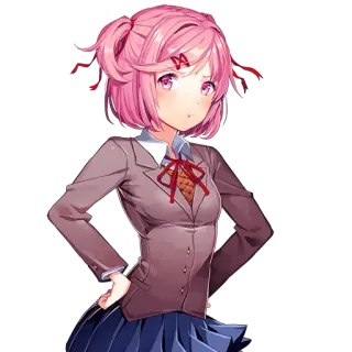 😄 1e838a96 Natsuki Doki Doki Literature Club! Anime, Manga, Chica, Linda, Pelo rosa telegram sticker