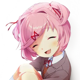😊 ca9437c8 Natsuki Doki Doki Literature Club! anime, linda, chica, pelo rosa, manga telegram sticker