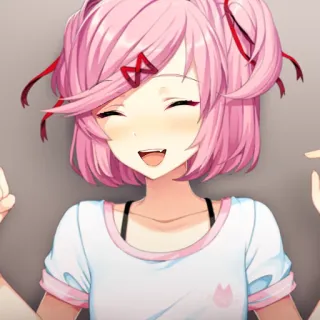 😄 e77dea4a Natsuki Doki Doki Literature Club! Anime, Manga, Lindo, Kawaii, Pelo rosa, DDLC, Videojuego telegram sticker