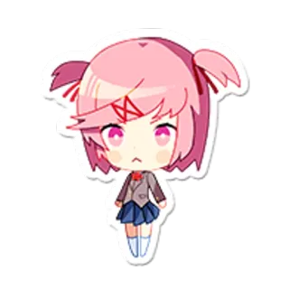 😘 f760099f Natsuki Doki Doki Literature Club! Anime, Manga, Lindo, Pelo rosa, Videojuego telegram sticker