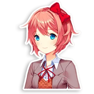 🙂 153369a8 Sayori Doki Doki Literature Club! Anime, Fille, Mignon, Jeu vidéo, Kawaii, Sayori whatsapp sticker