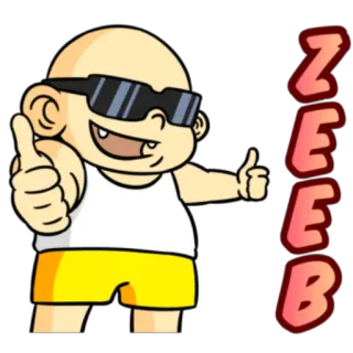 🚋 e118ed41 ZEEB Cartoon, Personage, Duim omhoog, Zonnebril, Blij telegram sticker
