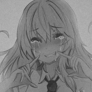 🌪 53d41fc9 anime, manga, llorando, chica, triste, boceto, ilustración whatsapp sticker