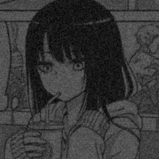 🌪 72a3f2da anime, chica, bebiendo, monocromo whatsapp sticker