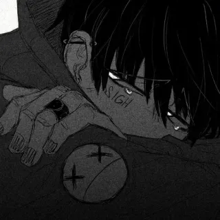 🌪 c3533c5f SIGH triste, anime, emo, boceto, dibujo, blanco y negro whatsapp sticker