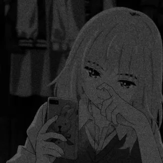 🌪 ea76a982 Anime, Chica, Triste, Llorando, Teléfono, Conejo whatsapp sticker